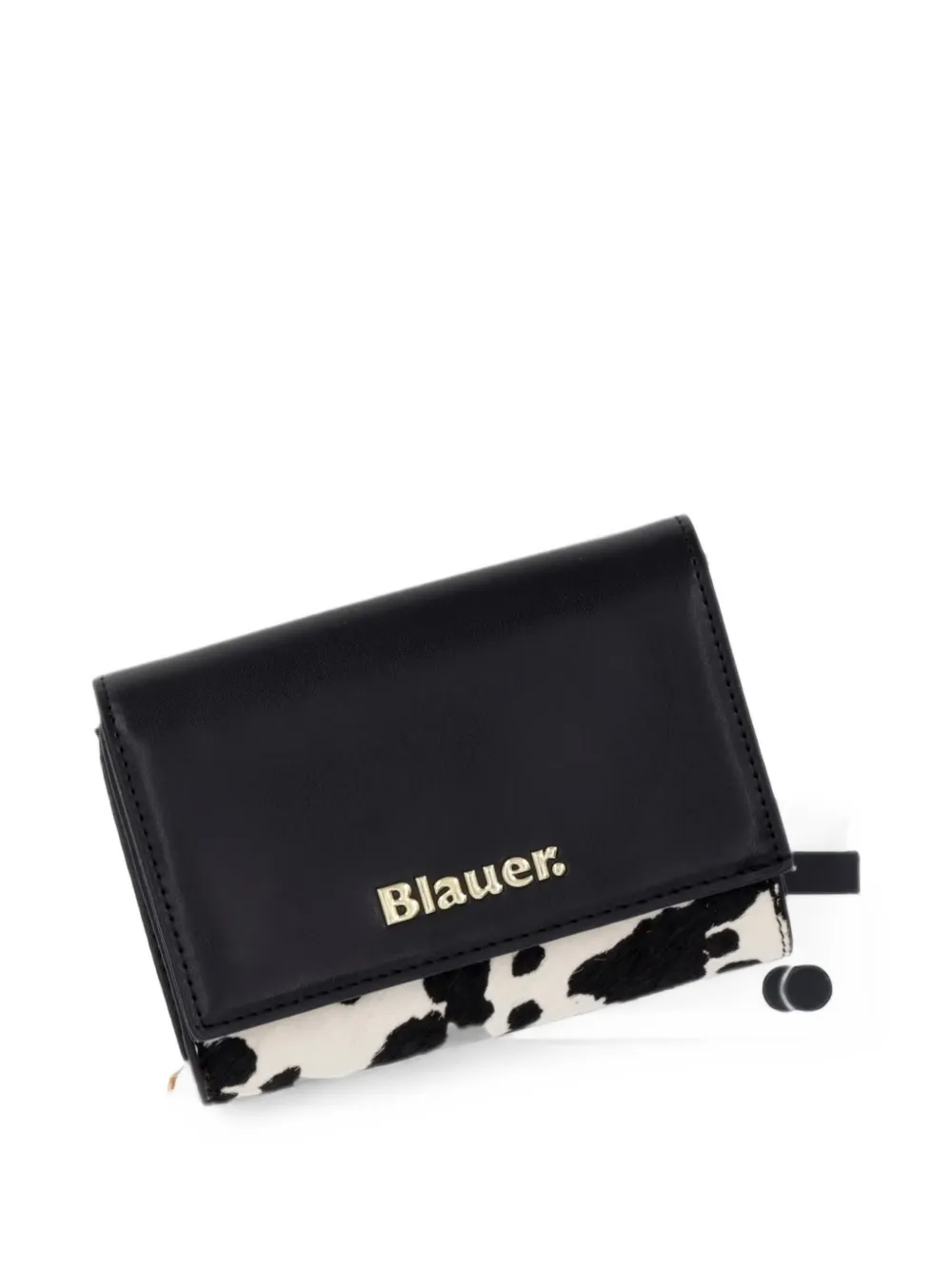 Blauer cow-print wallet Zwart