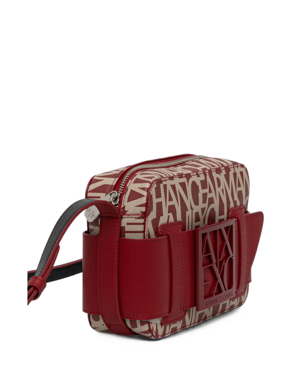 Armani Exchange Schoudertas met logo-print en gespdetail Rood