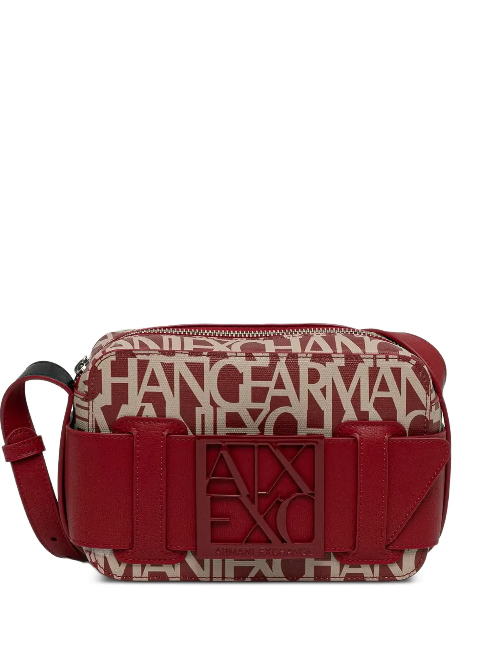 Armani Exchange logo-print buckle-detail shoulder bag - Rot