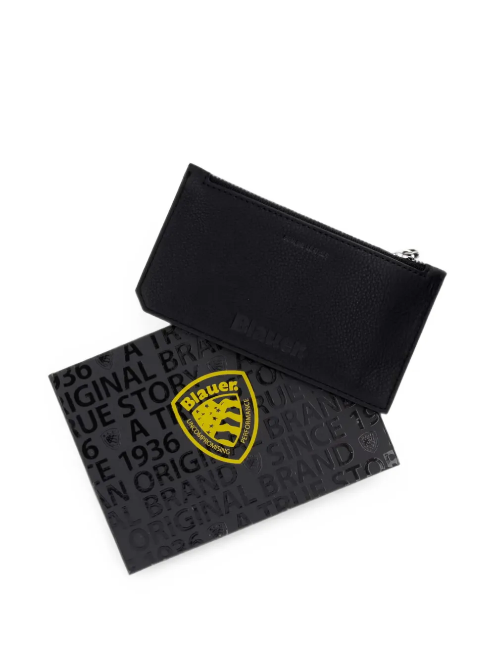 Blauer logo-embossed leather cardholder Zwart
