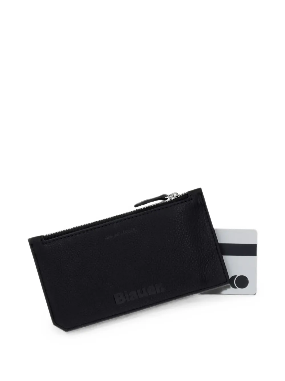 Blauer logo-embossed leather cardholder Zwart