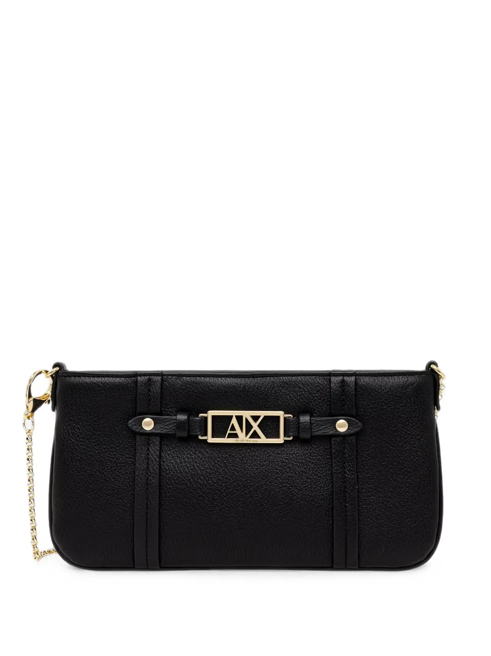 Armani Exchange mini logo-plaque chain-link shoulder bag - Schwarz