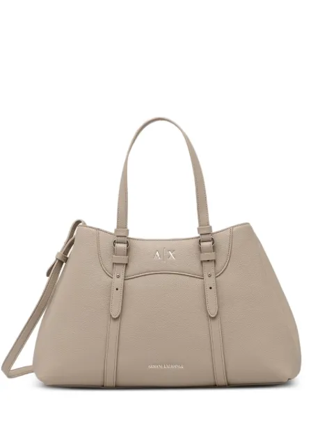 Armani Exchange logo-plaque pebbled-effect tote bag