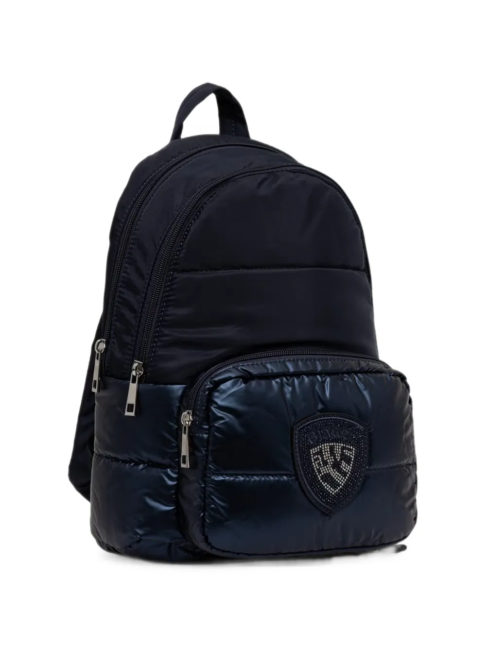 Blauer quilted crystal-embellished backpack Blauw