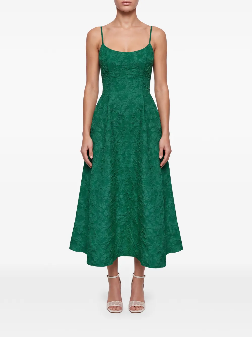 POST MERIDIEM Midi-jurk in korsetstijl Groen