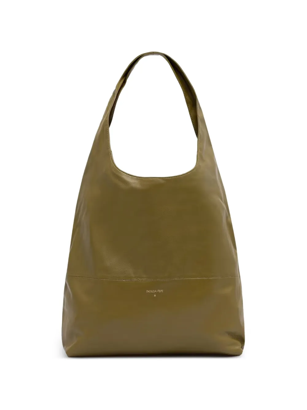 Patrizia Pepe Minimal leren shopper met logo-print Groen