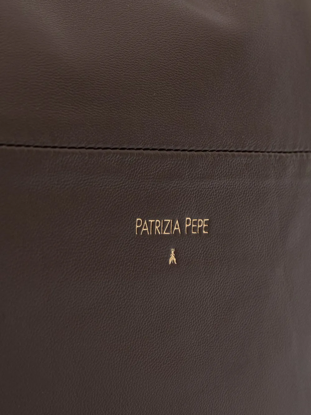 Patrizia Pepe Minimal leren shopper met logo-print Bruin