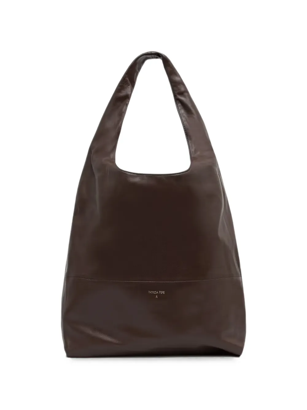 Patrizia Pepe Minimal logo-print leather tote bag - Marron Patrizia Pepe Minimal logo-print leather tote bag - Marron
