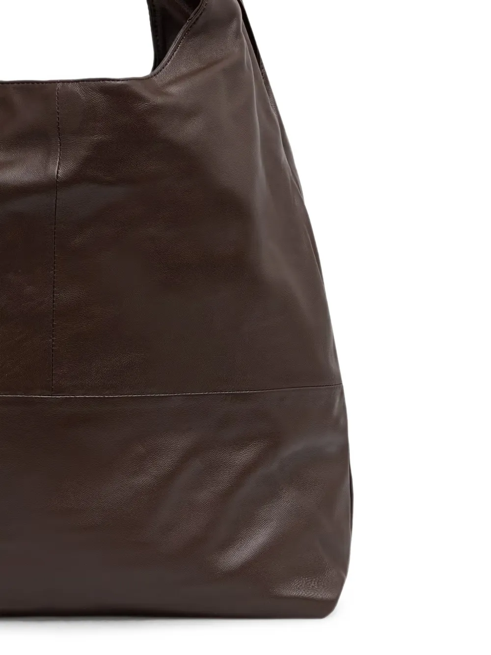 Patrizia Pepe Minimal leren shopper met logo-print Bruin