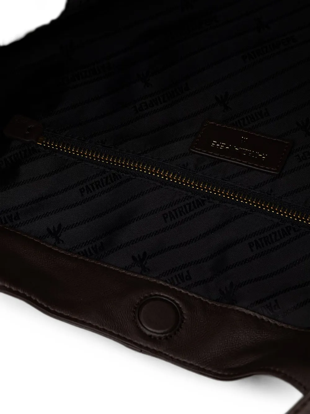 Patrizia Pepe Minimal leren shopper met logo-print Bruin