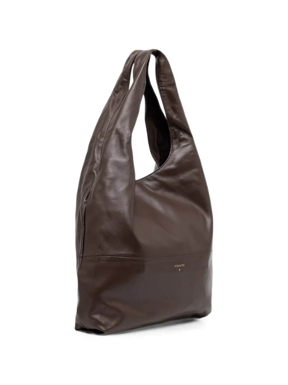 Patrizia Pepe Minimal leren shopper met logo-print Bruin