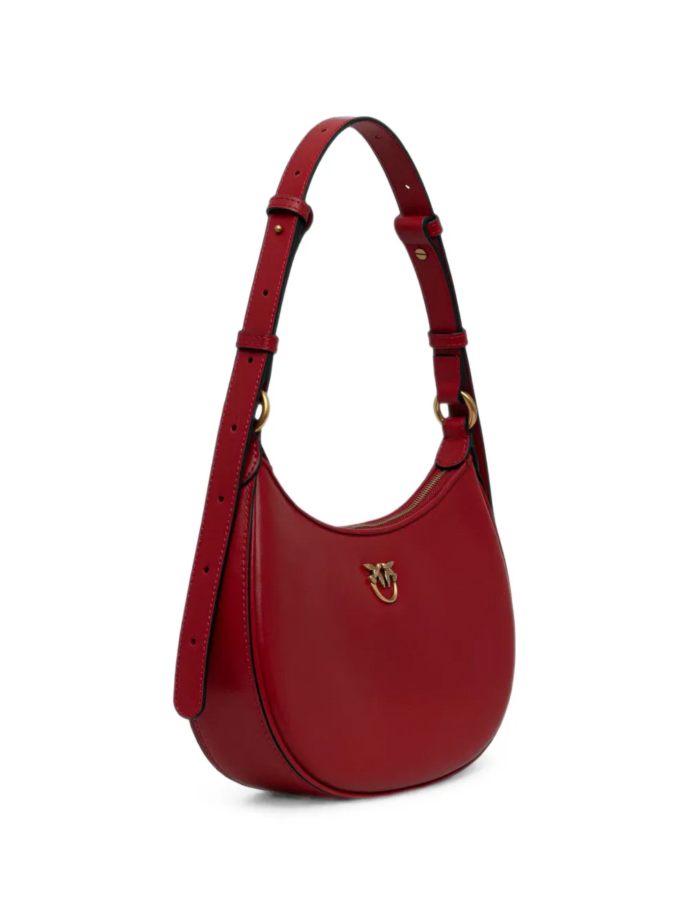 PINKO Half Moon Simply Love leren shopper Rood