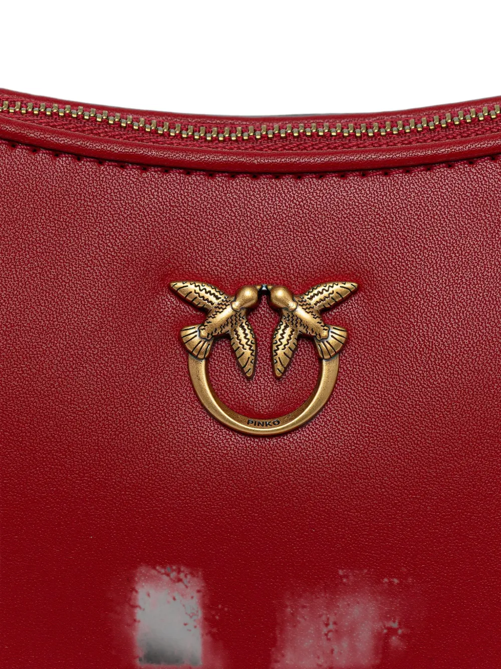 PINKO Half Moon Simply Love leren shopper Rood