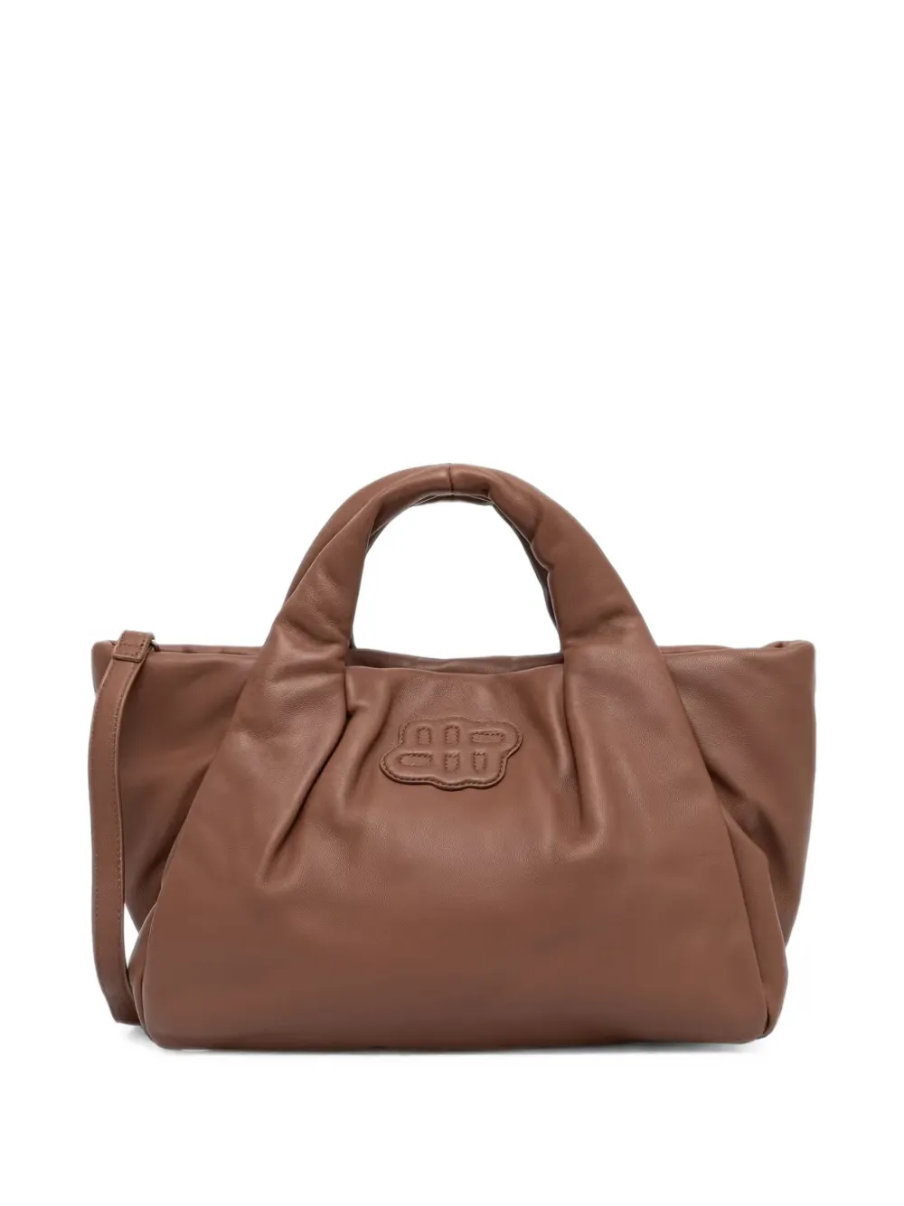 MUNTHE small Lixia padded logo-patch tote bag - Marron