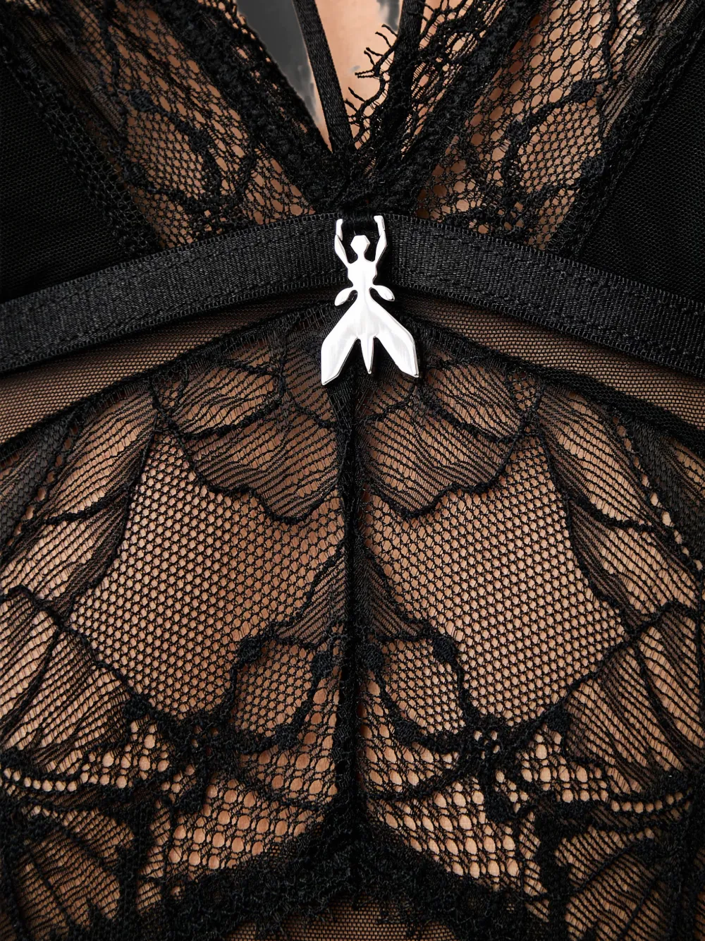 Patrizia Pepe lace-trim halterneck bodysuit Zwart