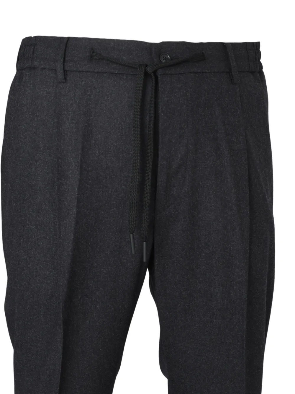 Tagliatore flat-front drawstring tapered trousers Zwart