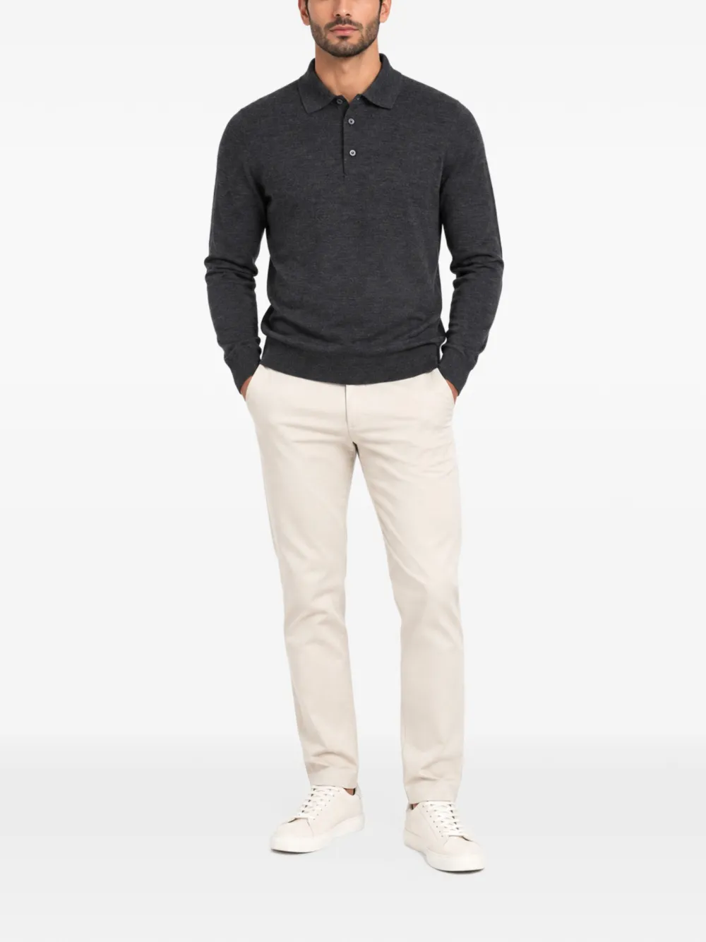Tagliatore long-sleeve polo shirt Grijs