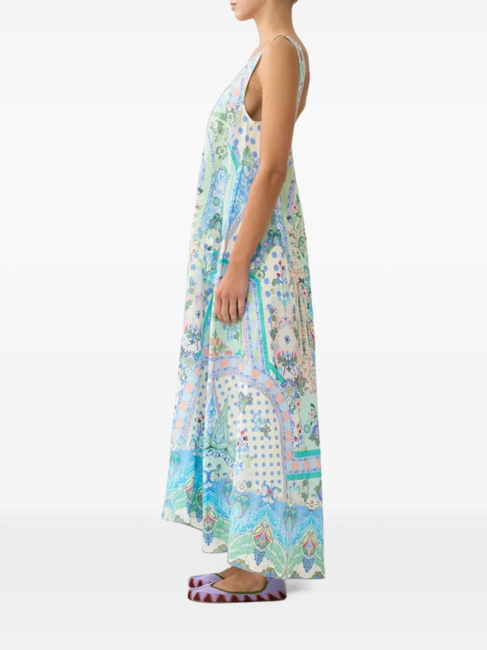 Camilla Midsummer Mosaics V-neck maxi dress Blauw