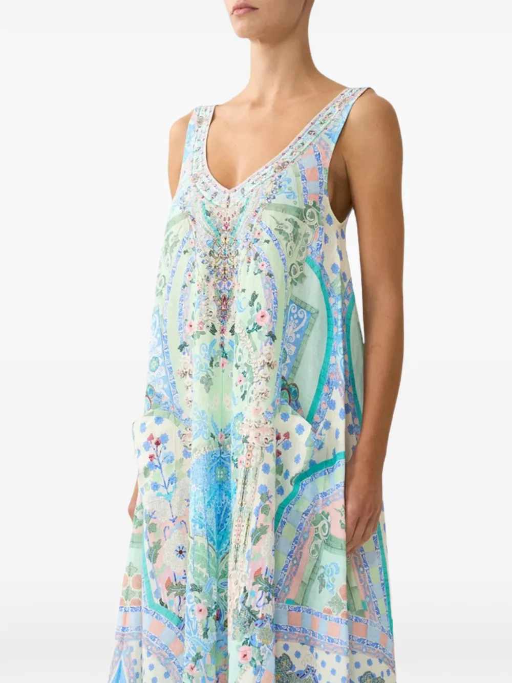 Camilla Midsummer Mosaics V-neck maxi dress - Bleu Camilla Midsummer Mosaics V-neck maxi dress - Bleu