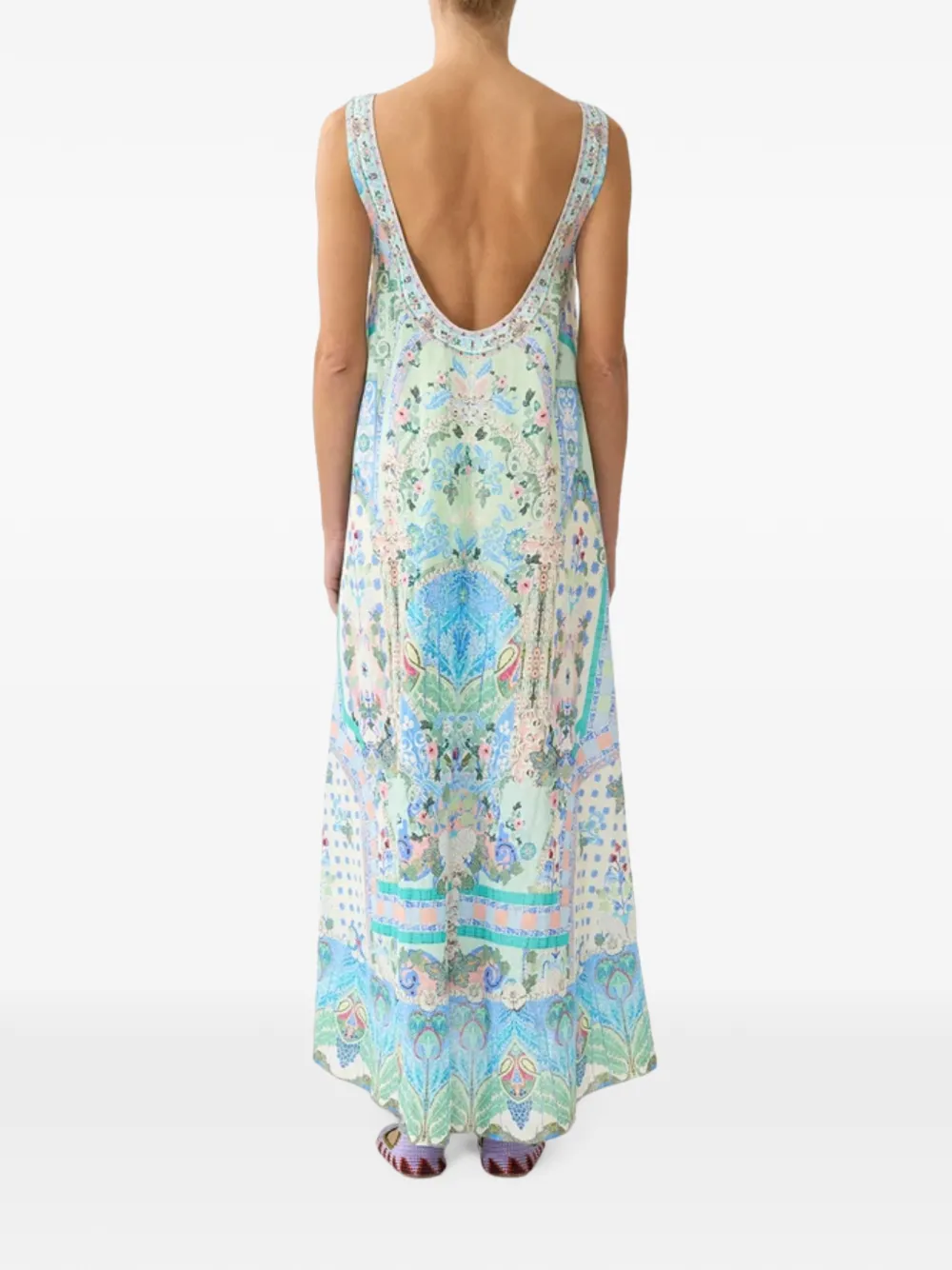 Camilla Midsummer Mosaics V-neck maxi dress Blauw