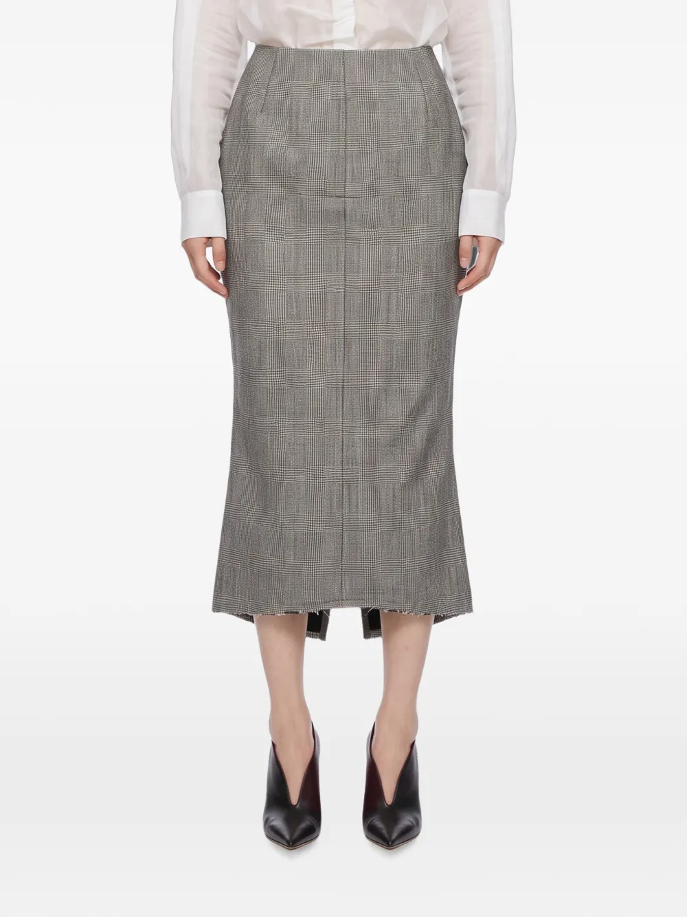 Matières Fécales Prince of Wales check raw-cut skirt