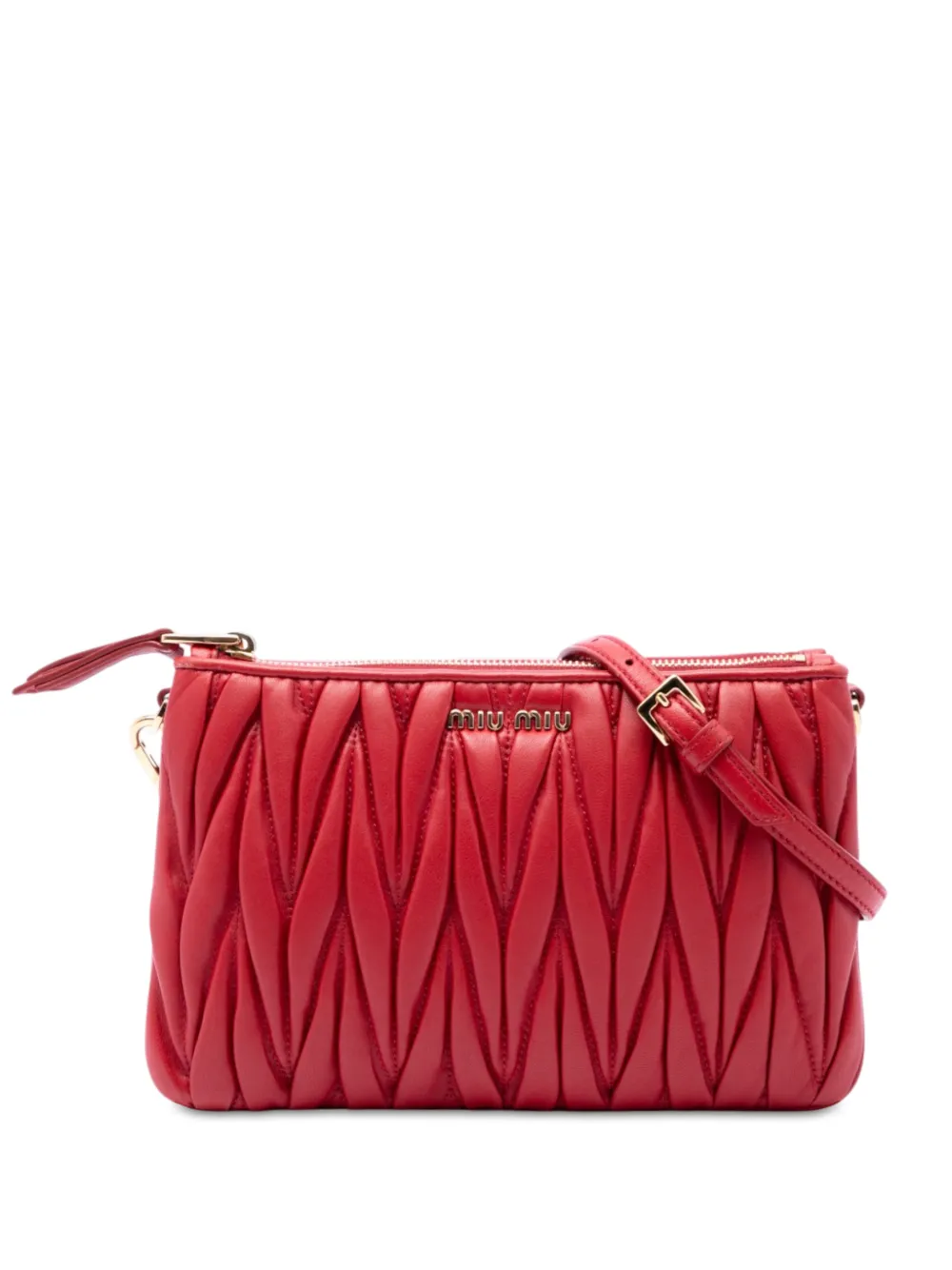 Miu Miu Pre-Owned 2010-2026 Matelasse Nappa Double Zip cross body bag - Red