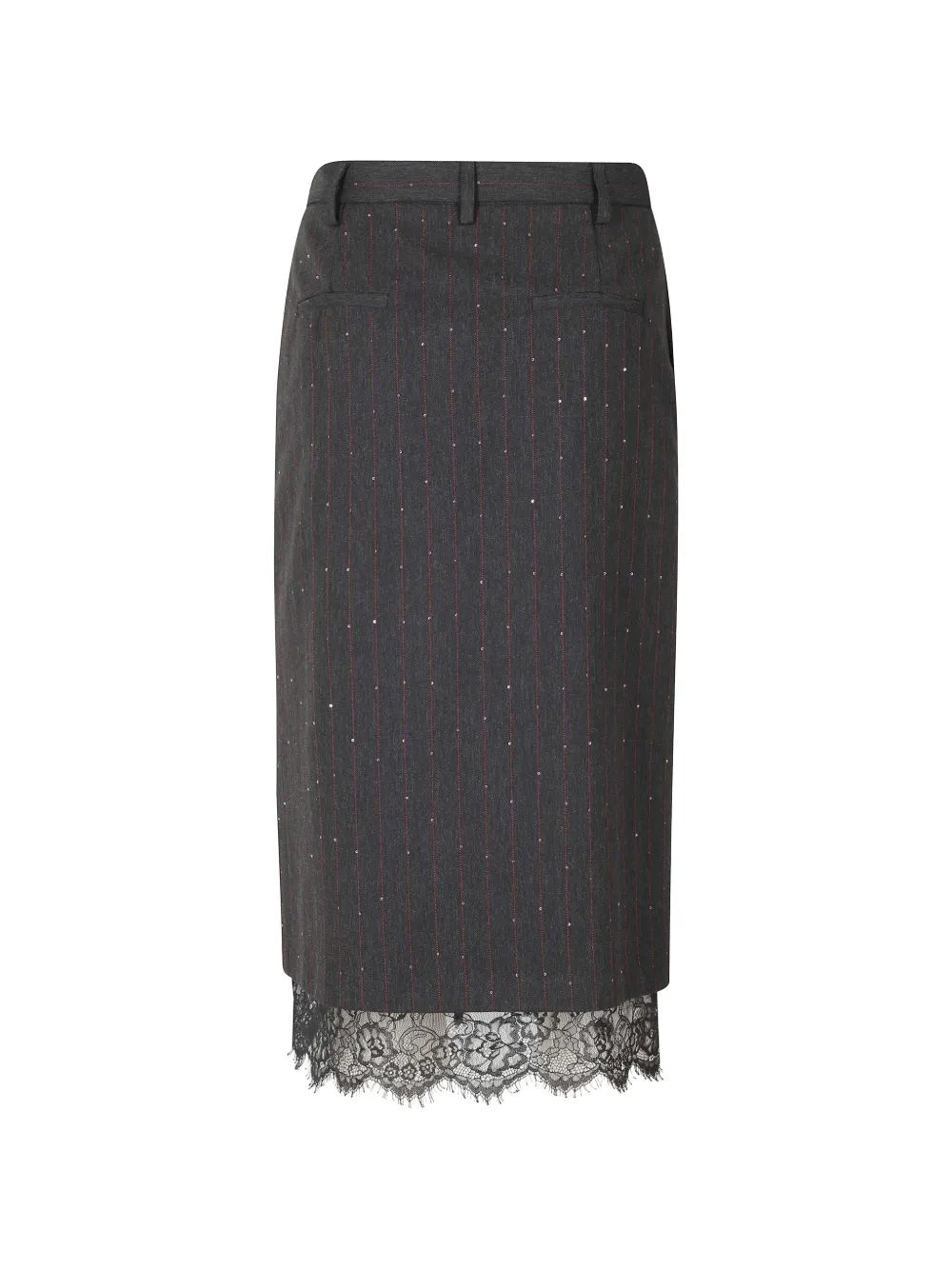 ERMANNO FIRENZE pinstripe sequin-embellished midi skirt Grijs