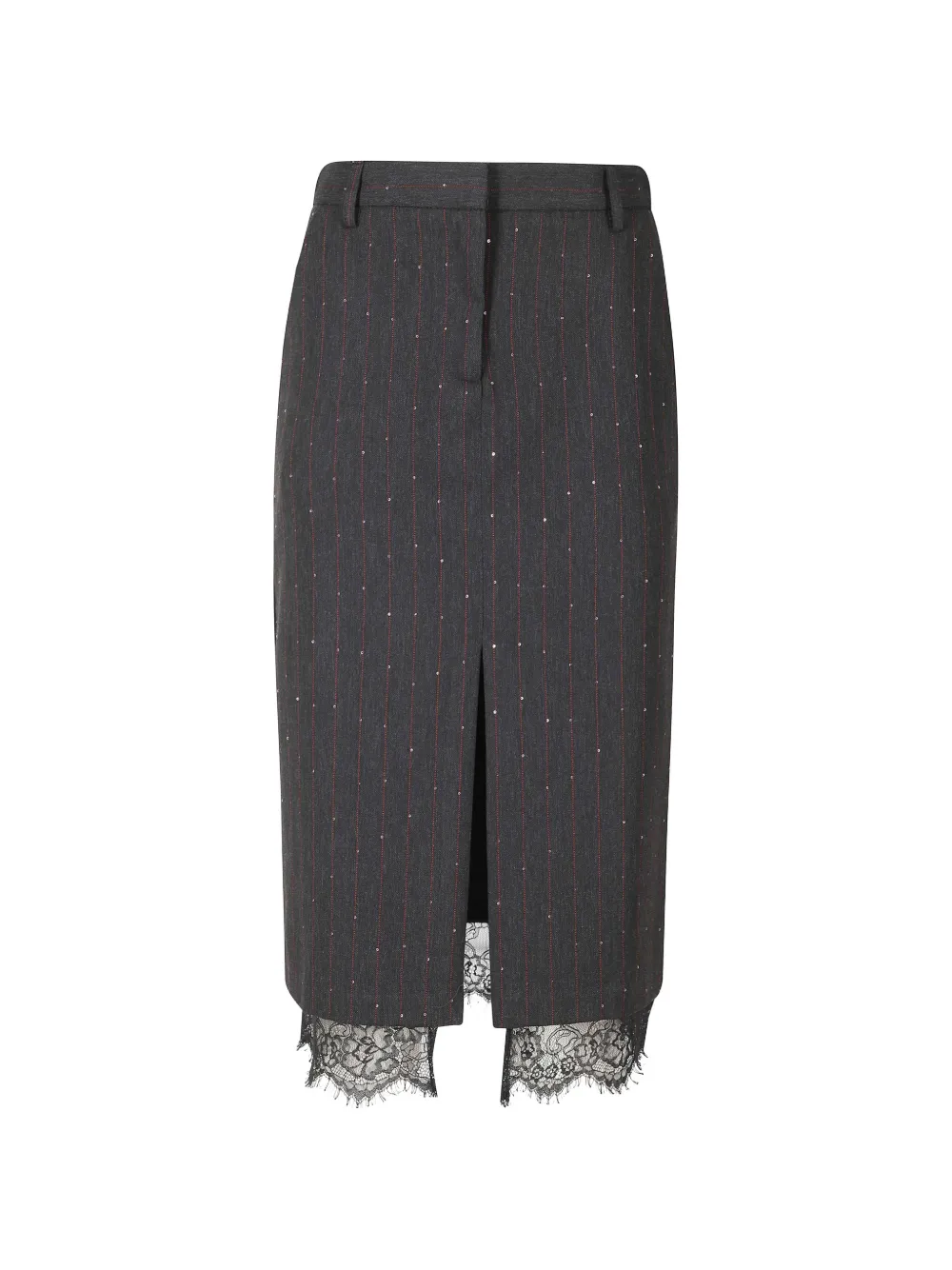 ERMANNO FIRENZE pinstripe sequin-embellished midi skirt Grijs