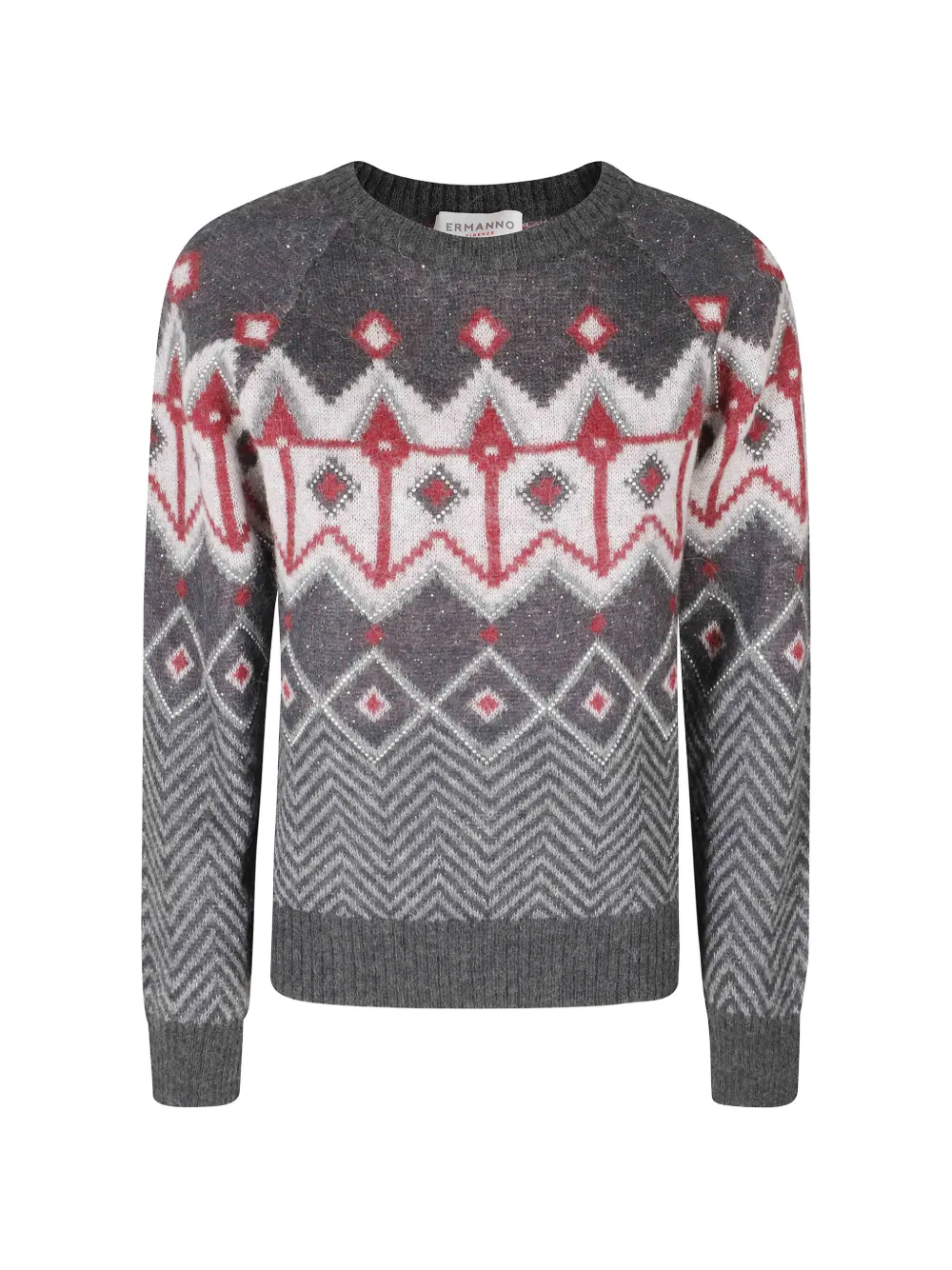 ERMANNO FIRENZE geometric-pattern sequin-embellished sweater Grijs