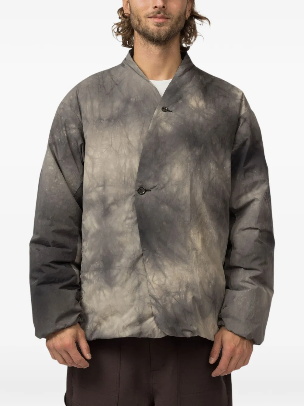 Snow Peak shibori-dyed down jacket - Grigio
