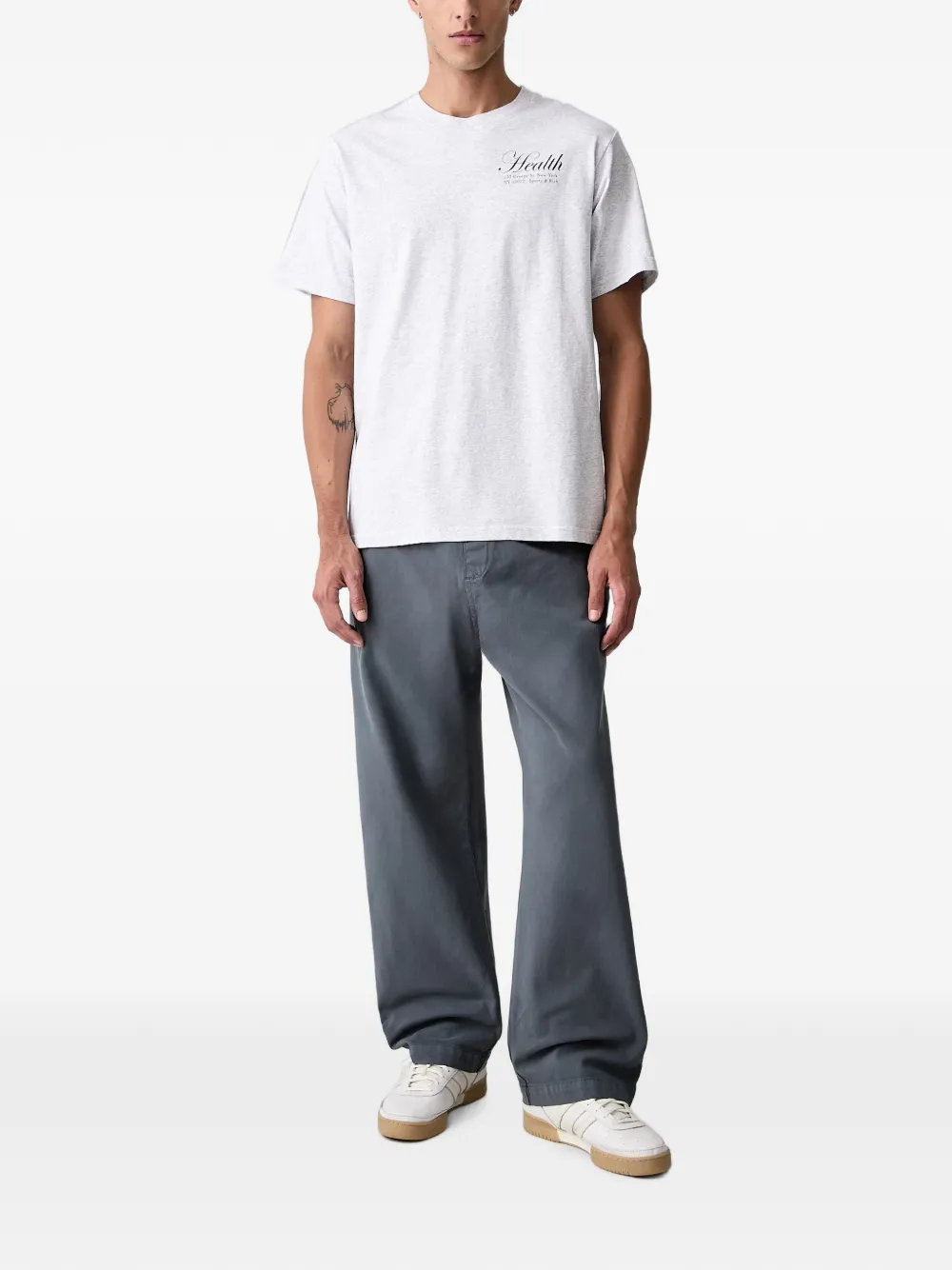 Sporty & Rich Health logo-print T-shirt Grijs