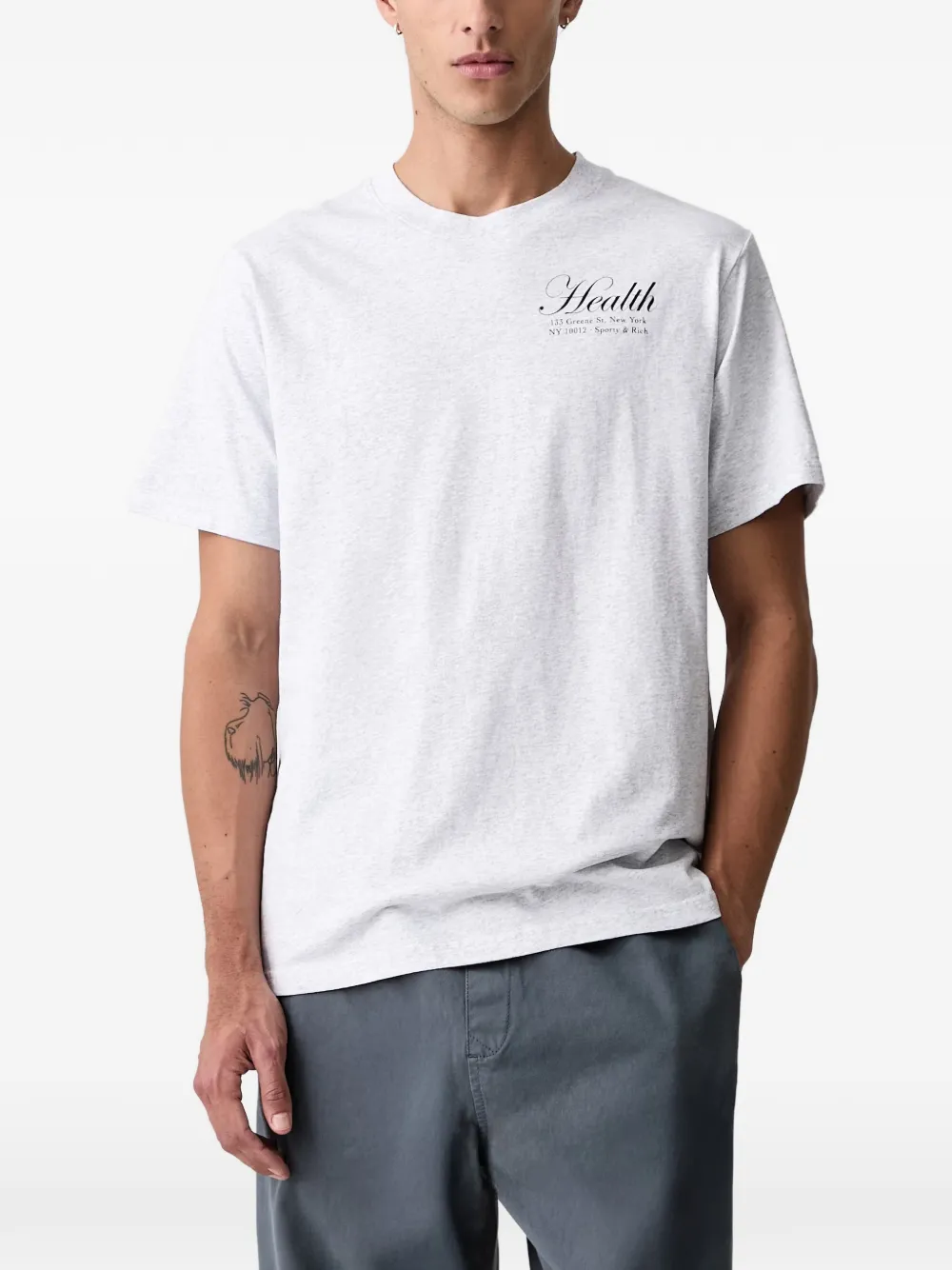 Sporty & Rich Health logo-print T-shirt Grijs