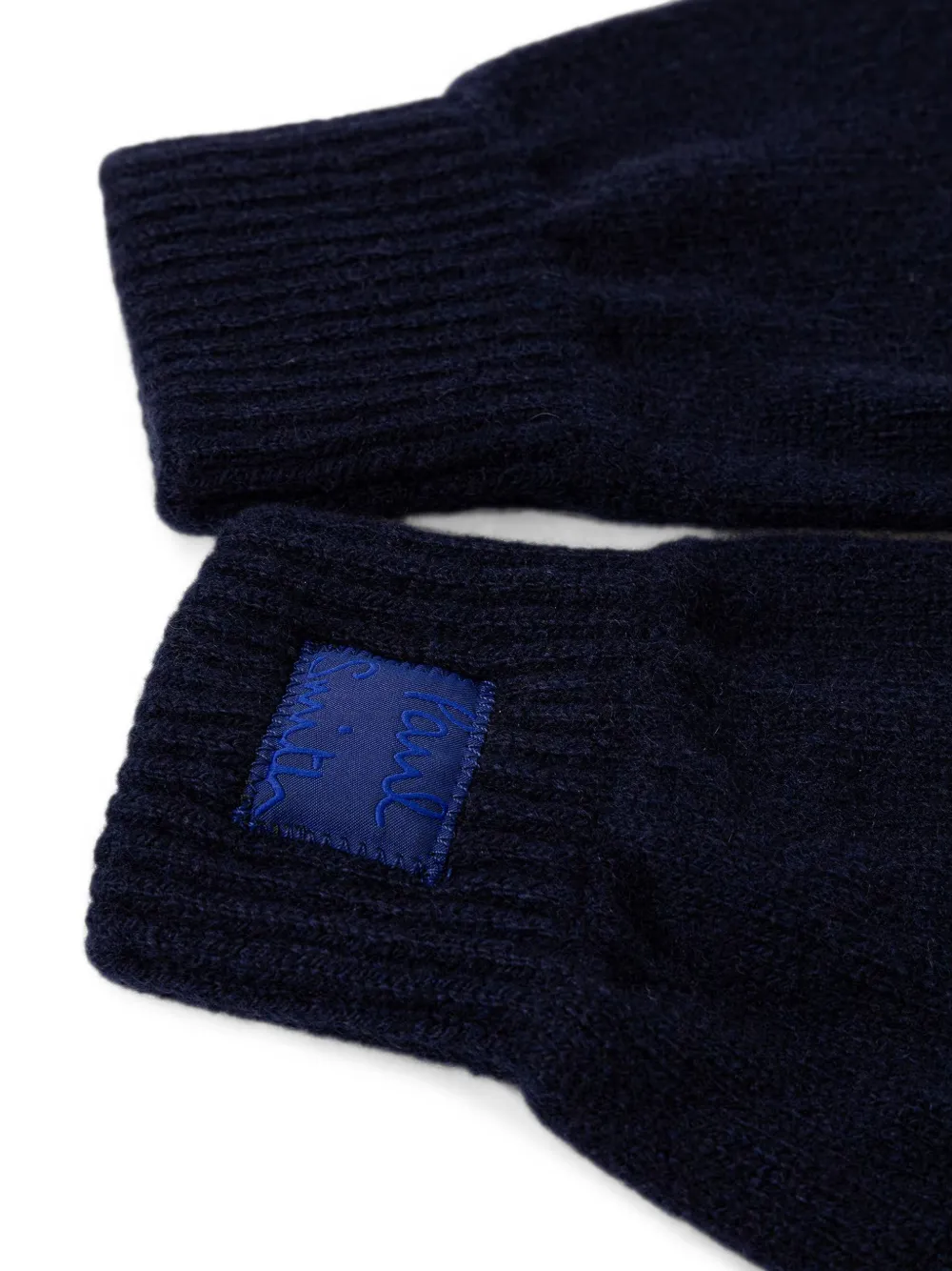 Paul Smith logo-patch ribbed-cuff gloves Blauw