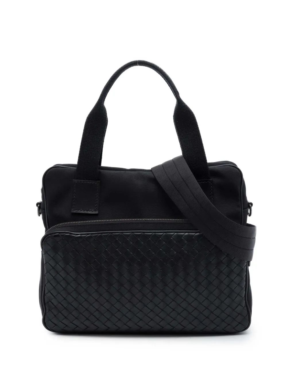 Bottega Veneta Pre-Owned sacoche en toile Intrecciato (2012-2026) - Noir Bottega Veneta Pre-Owned sacoche en toile Intrecciato (2012-2026) - Noir