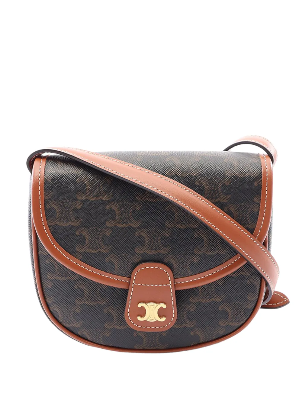 Celine Pre-Owned mini sac à bandoulière Besace en toile enduite Triomphe (2015-2026) - Marron
