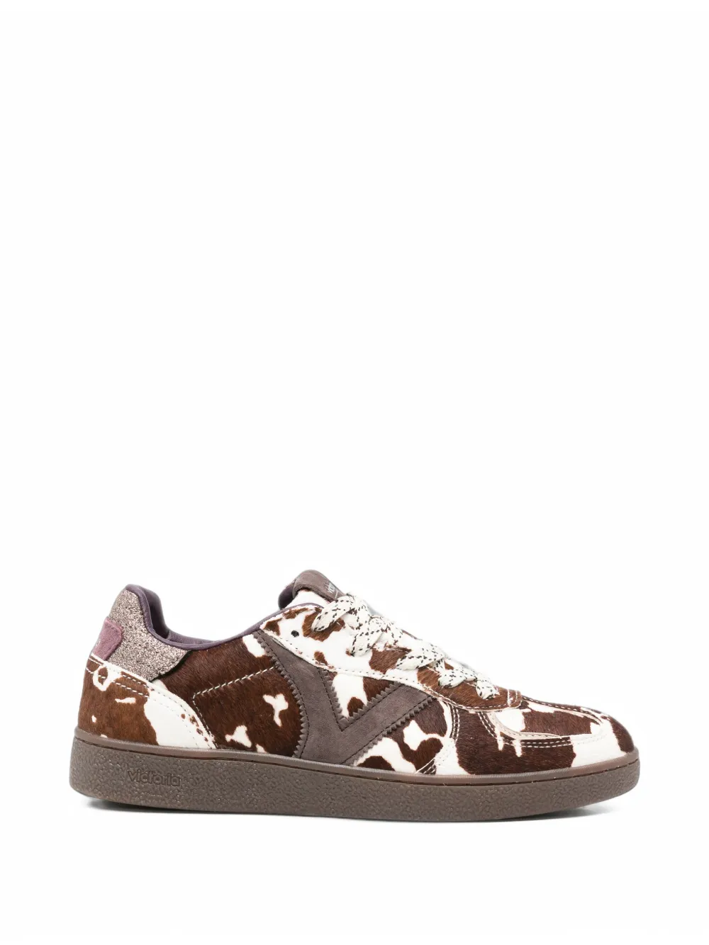 Victoria cow-print glitter-detail sneakers