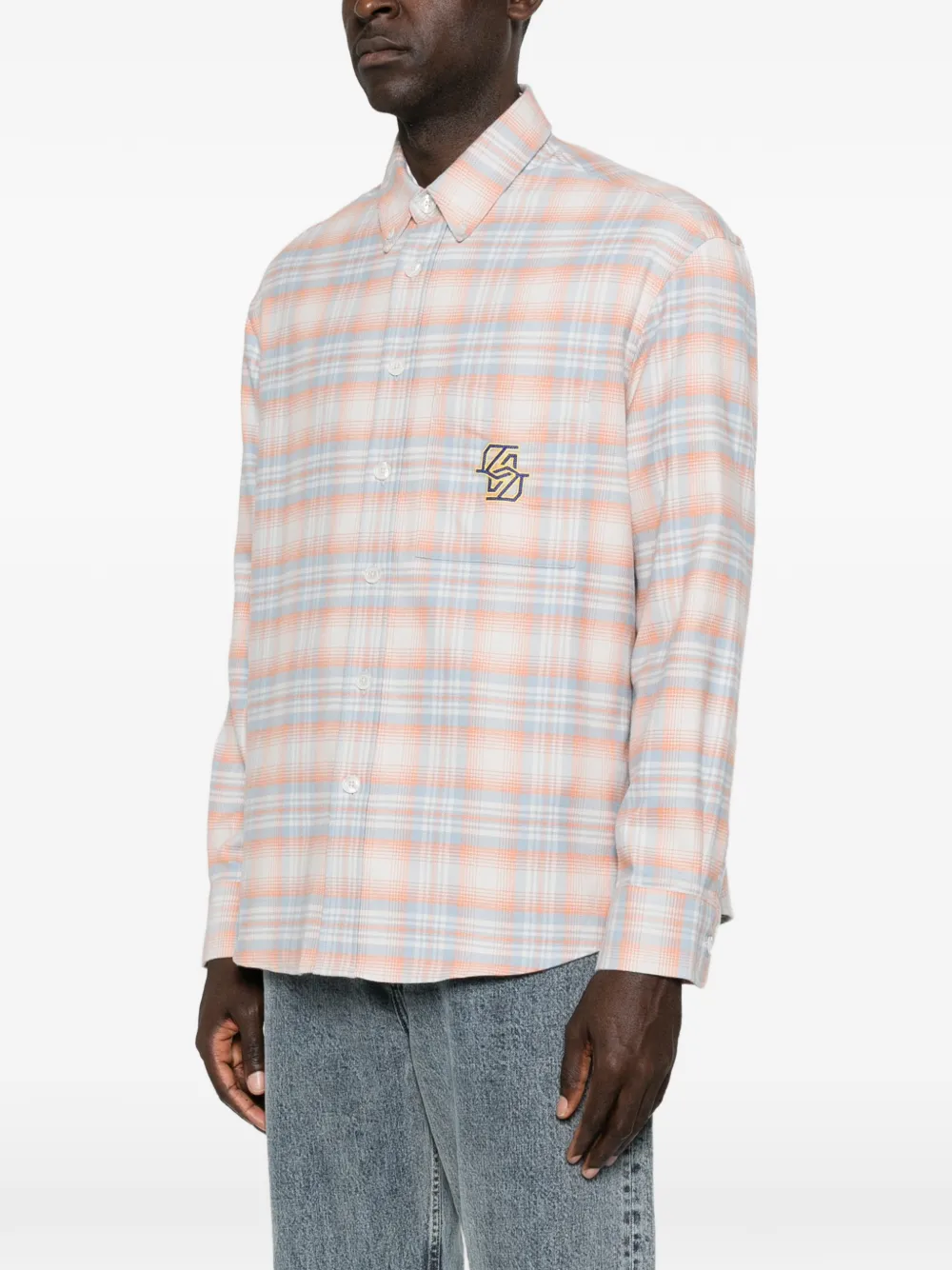 Drôle De Monsieur check-pattern embroidered-logo shirt Oranje