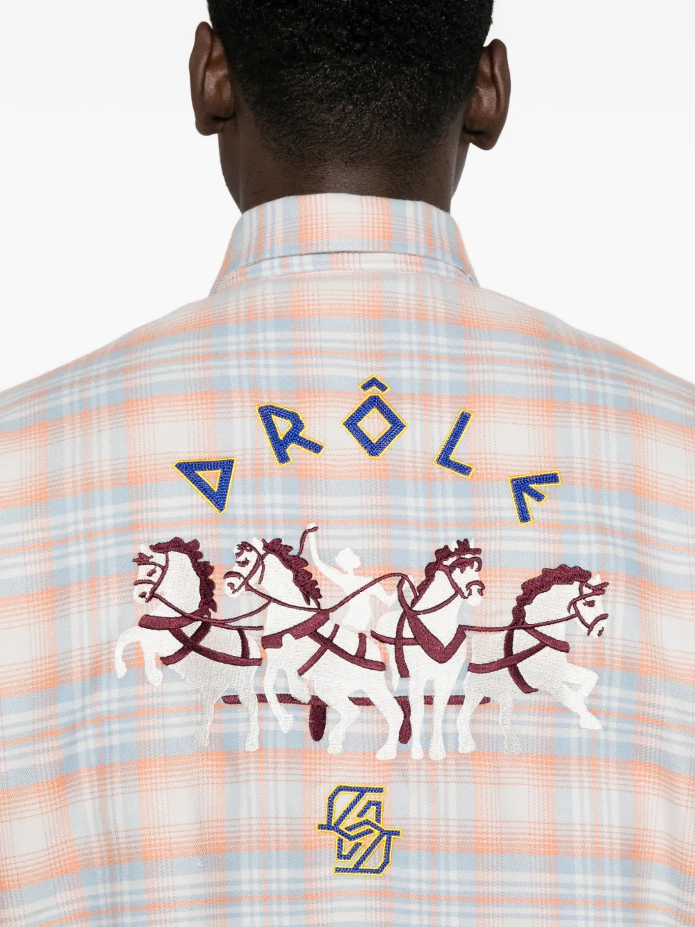 Drôle De Monsieur check-pattern embroidered-logo shirt Oranje