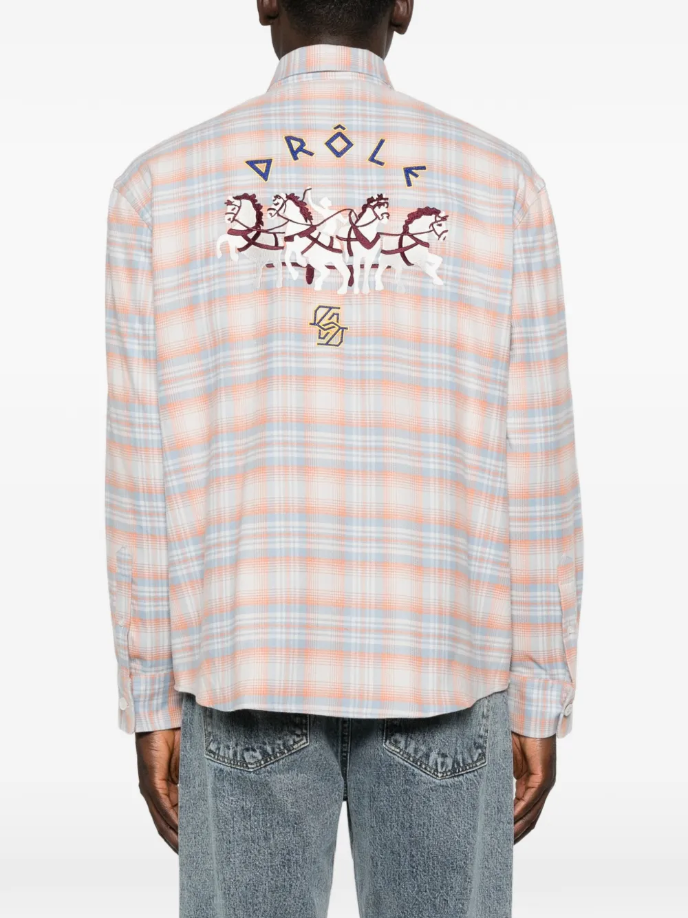Drôle De Monsieur check-pattern embroidered-logo shirt Oranje