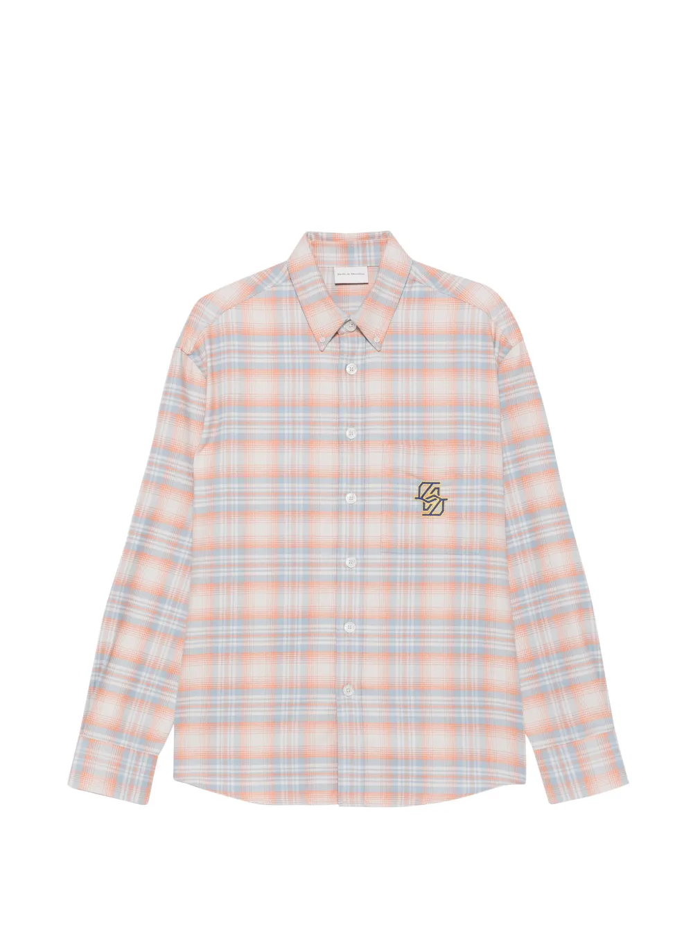 Drôle De Monsieur check-pattern embroidered-logo shirt - Orange Drôle De Monsieur check-pattern embroidered-logo shirt - Orange