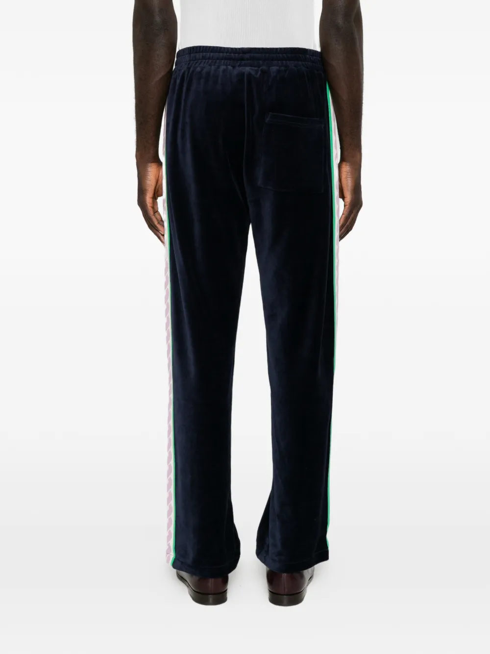 Drôle De Monsieur velvet side-stripe track pants - Blu