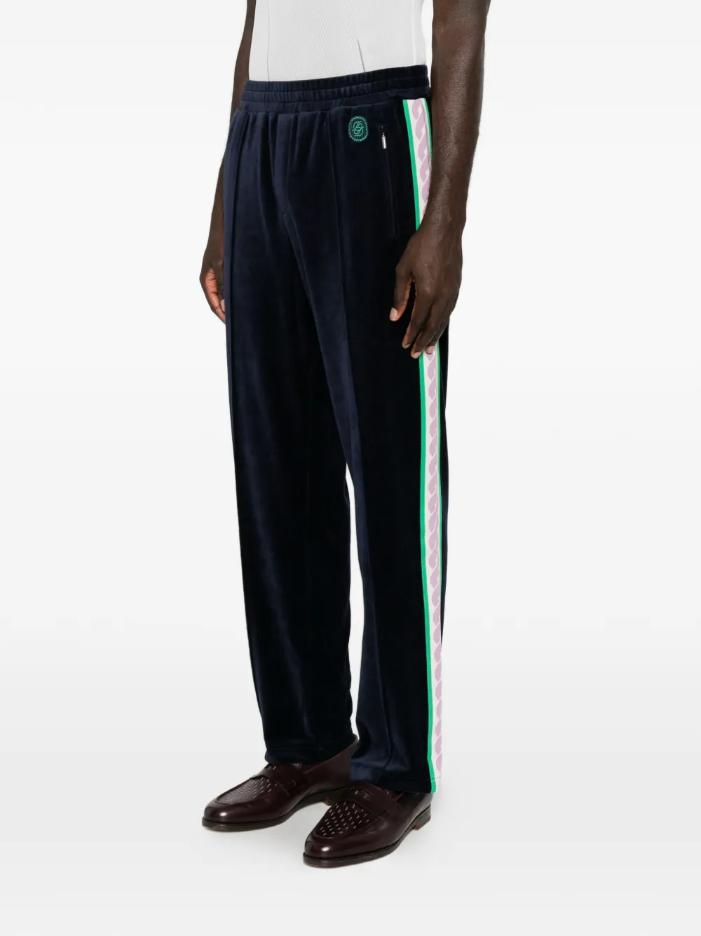 Drôle De Monsieur Fluwelen trainingsbroek met zijstreep Blauw
