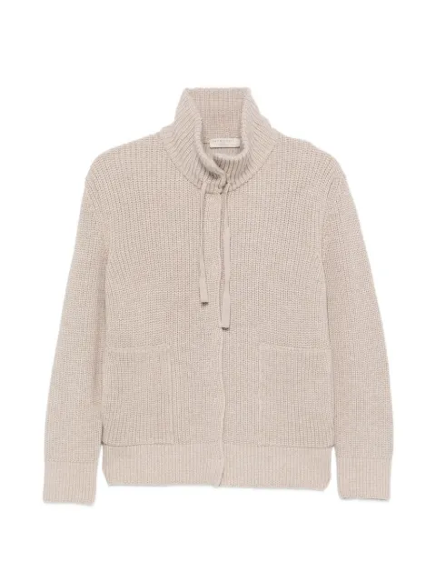 Intrecci ribbed-knit funnel-neck cardigan