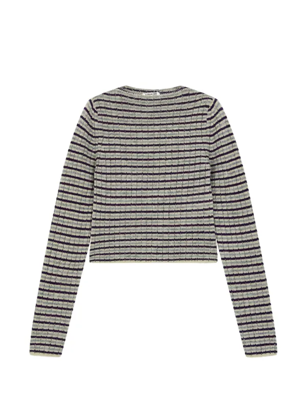 Auralee Striped Rib-knit Sweater in Green