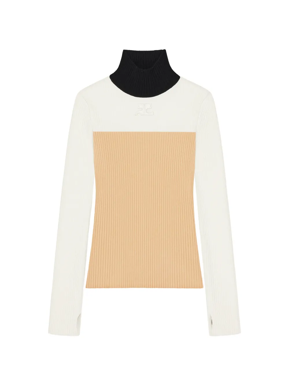 Courrèges logo-patch rib-knit sweater - Blanc Courrèges logo-patch rib-knit sweater - Blanc