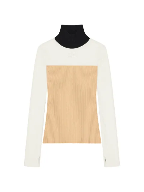 Courrèges logo-patch rib-knit sweater