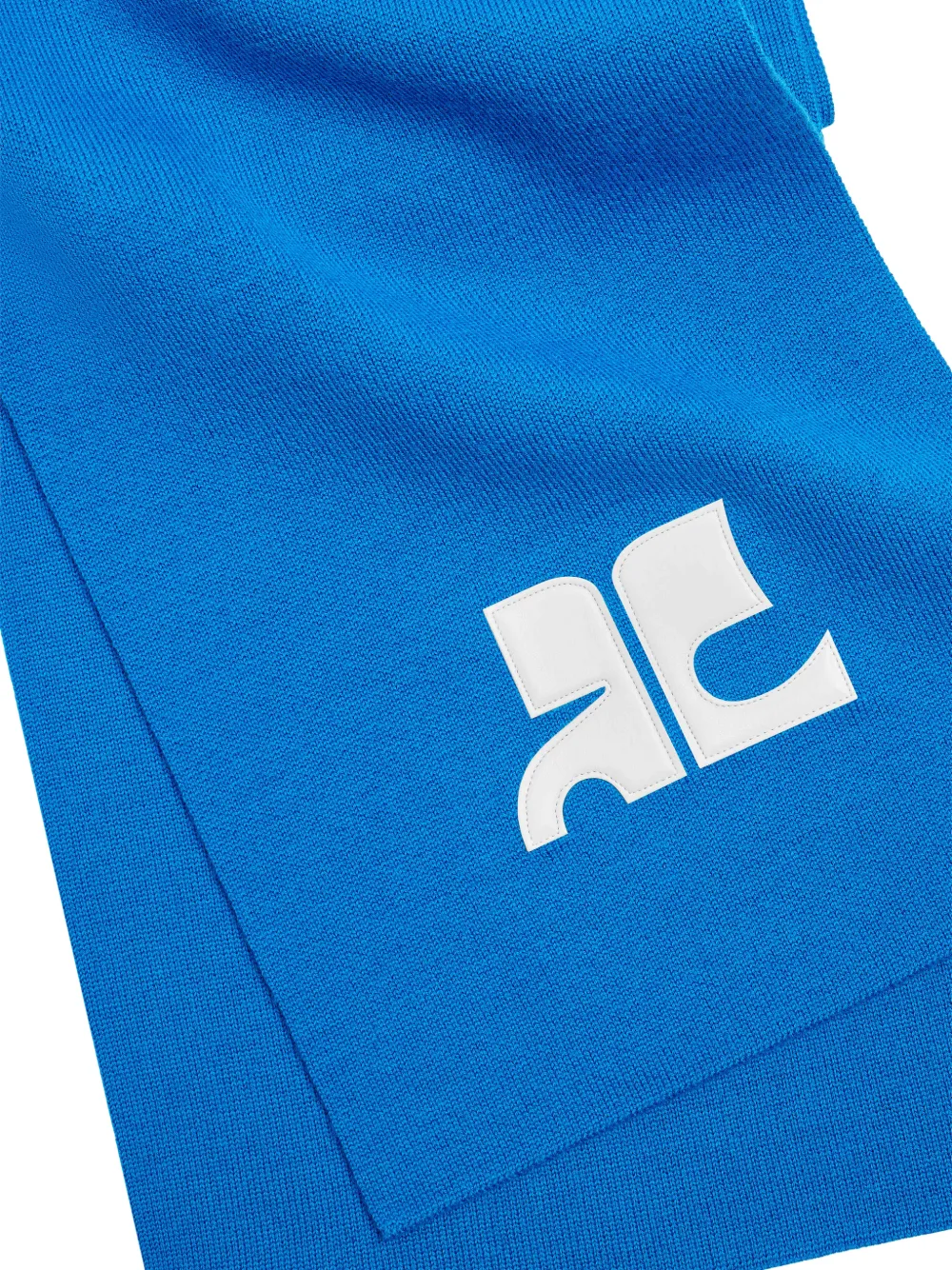 Courrèges AC sjaal van merinowol met logo-patch Blauw