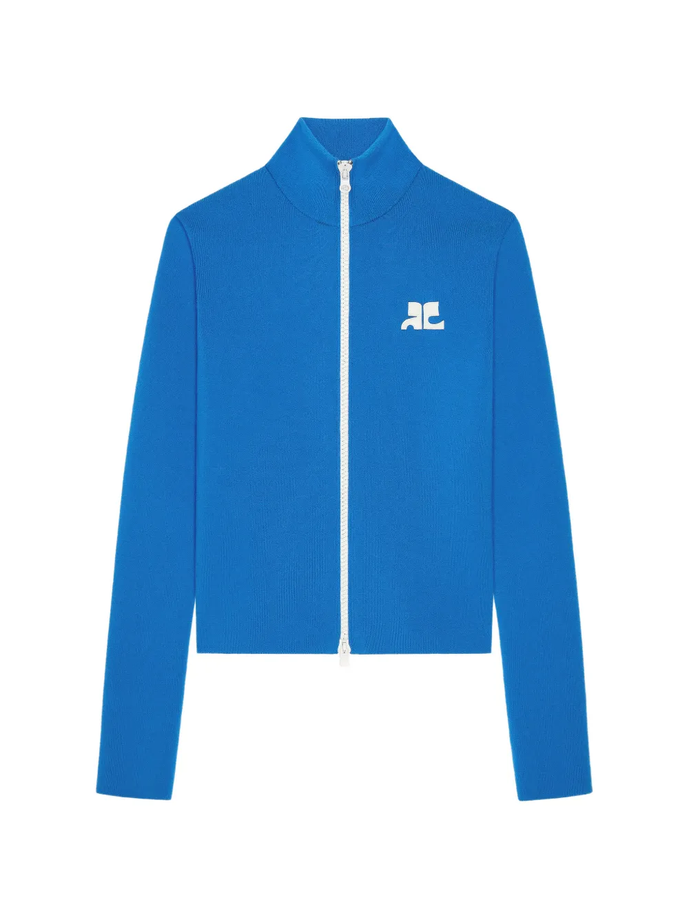 Courrèges logo-patch zipped cardigan - Blu