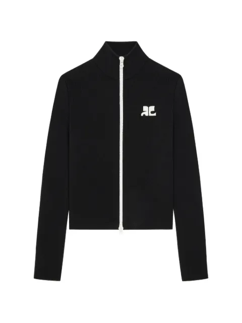 Courrèges logo-patch zipped cardigan