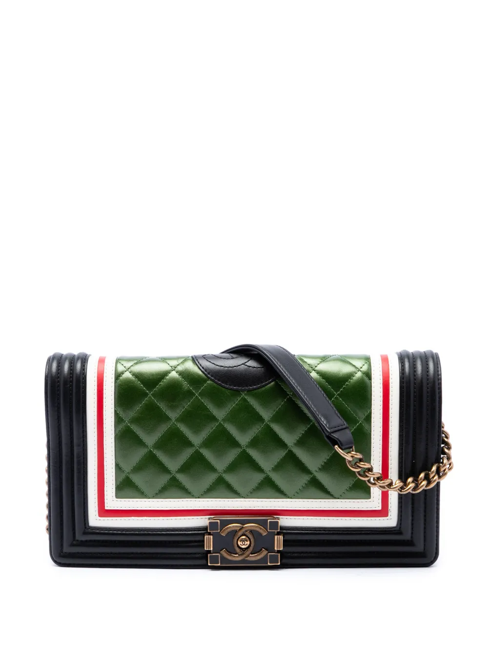 CHANEL Pre-Owned 2015-2016 Boy Flap Crest East-West shoulder bag - Verde